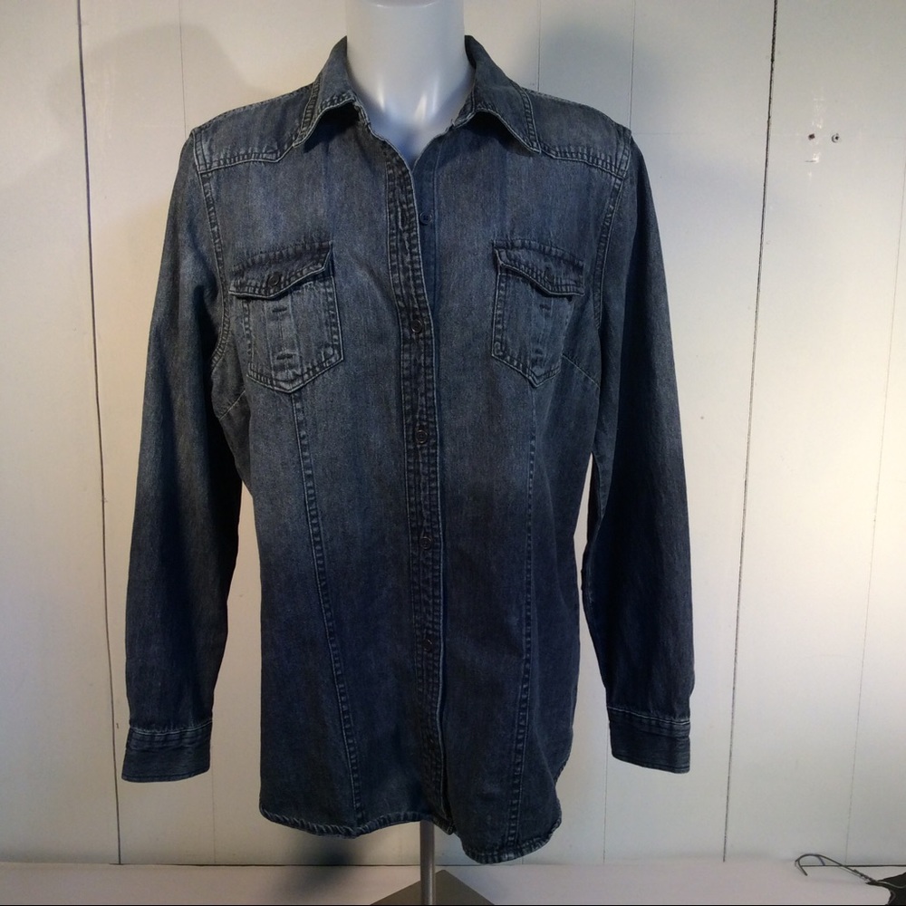 Denim Western shirt Bit & Bridle Button down  Women’s Size Large